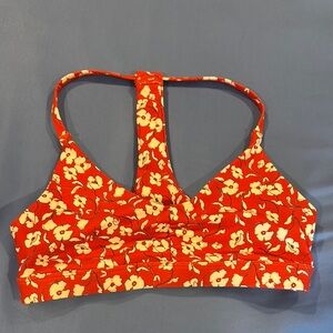 Floral Red and Cream Sports Bra